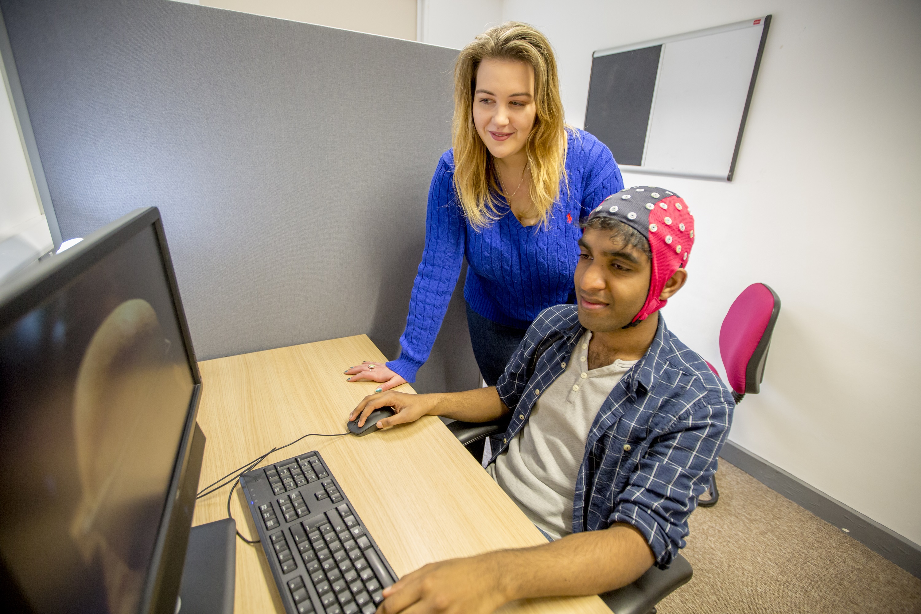 An EEG test at Aberystwyth University&rsquo;s Psychology Department.