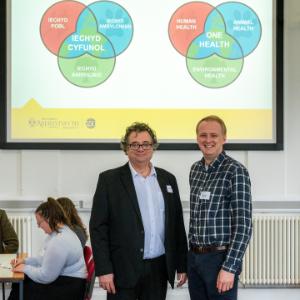 Professor Nigel Holt, Head of the Department of Psychology at Aberystwyth University (left) with the Member of Parliament for Ceredigion, Ben Lake MP, at the day conference on One Health hosted on Friday 17 February 2023. Photo by Matt Wilby.