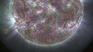 A spectacular eruption from the Sun. NASA/SDO, with image processing by Professor Huw Morgan, Aberystwyth University
