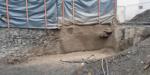 Shotcrete being applied to Cambria wall due to structural stability of masonry below previous ground level. 