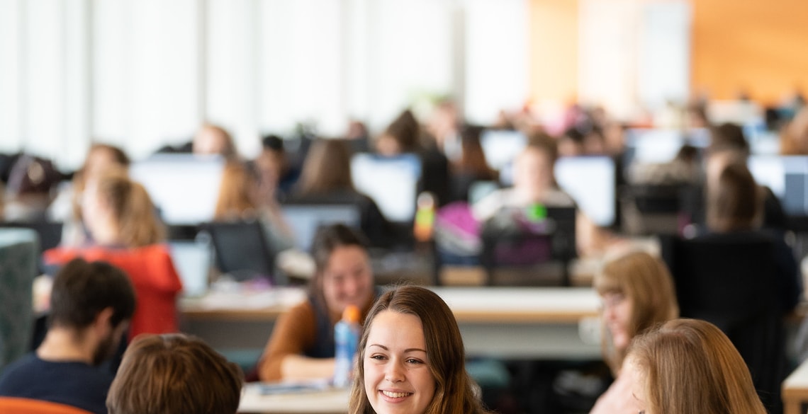 Students in the library