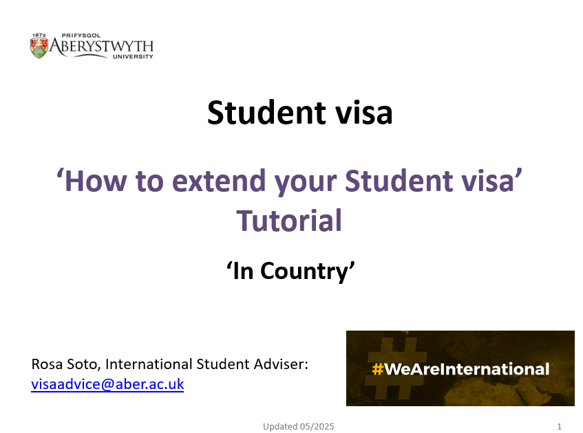 Presentation slide for tutorial on how to extend your student visa in country