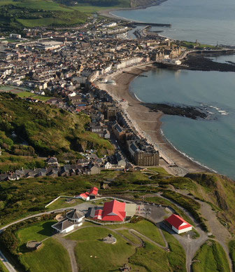 Drone image of Aberystwyth seafront. 