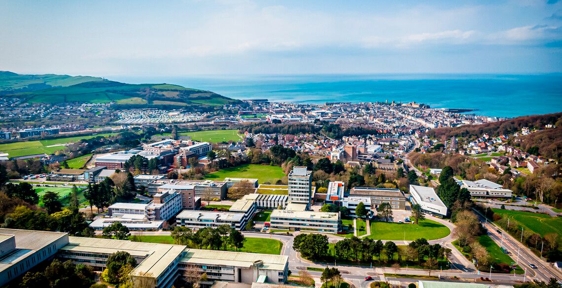Aberystwyth University's Penglais Campus from an aerial view