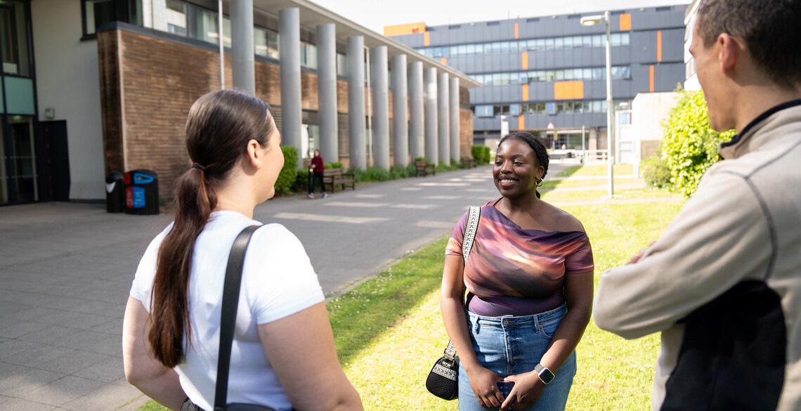 Students talking on campus